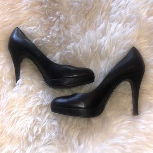 Real leather black heels
